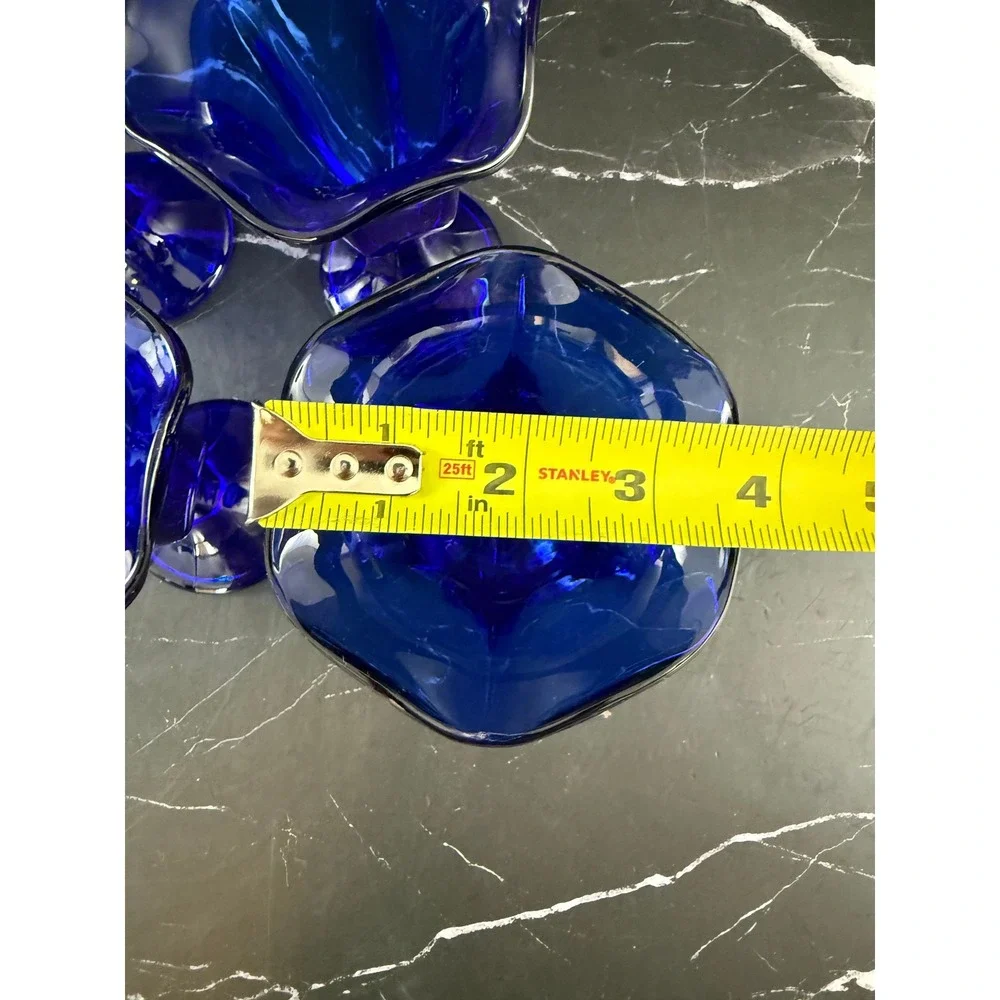 VTG NIB Set of 6 Anchor Hocking Cobalt Blue Sundae Glasses Dishes 5.5oz